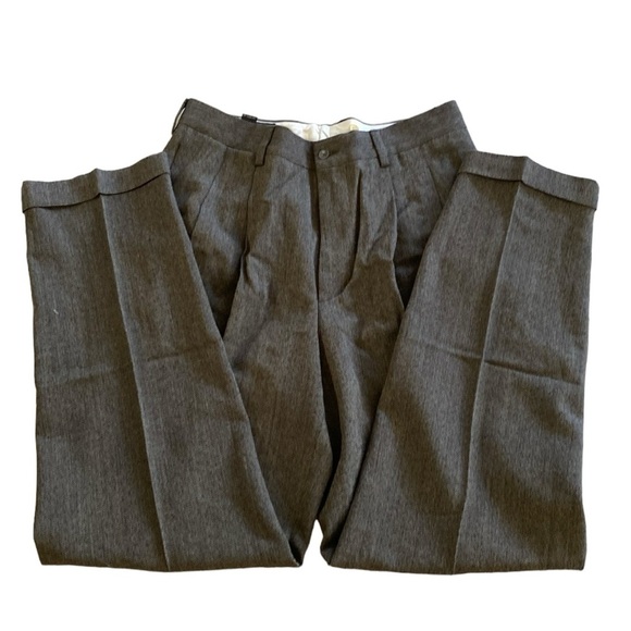 BANANA REPUBLIC Men’s Baggy Pants Dress Sz 34L Wool 5Pockets Plated w/Suspenders - Picture 3 of 7